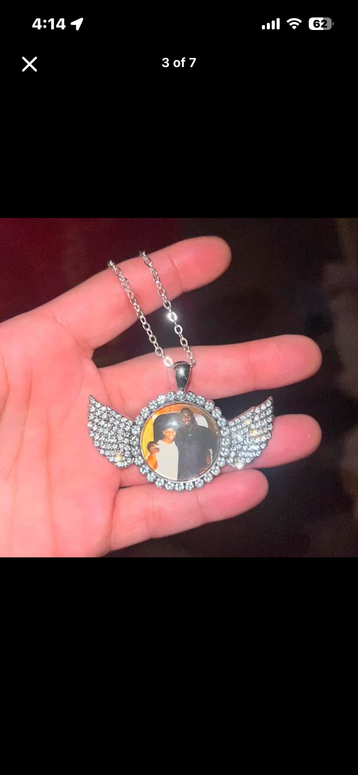 Custom Circle Photo Necklace with Wings