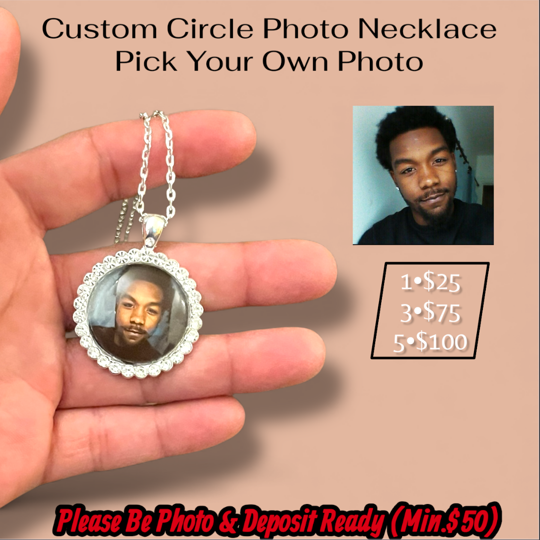 Custom Circle Photo Necklace
