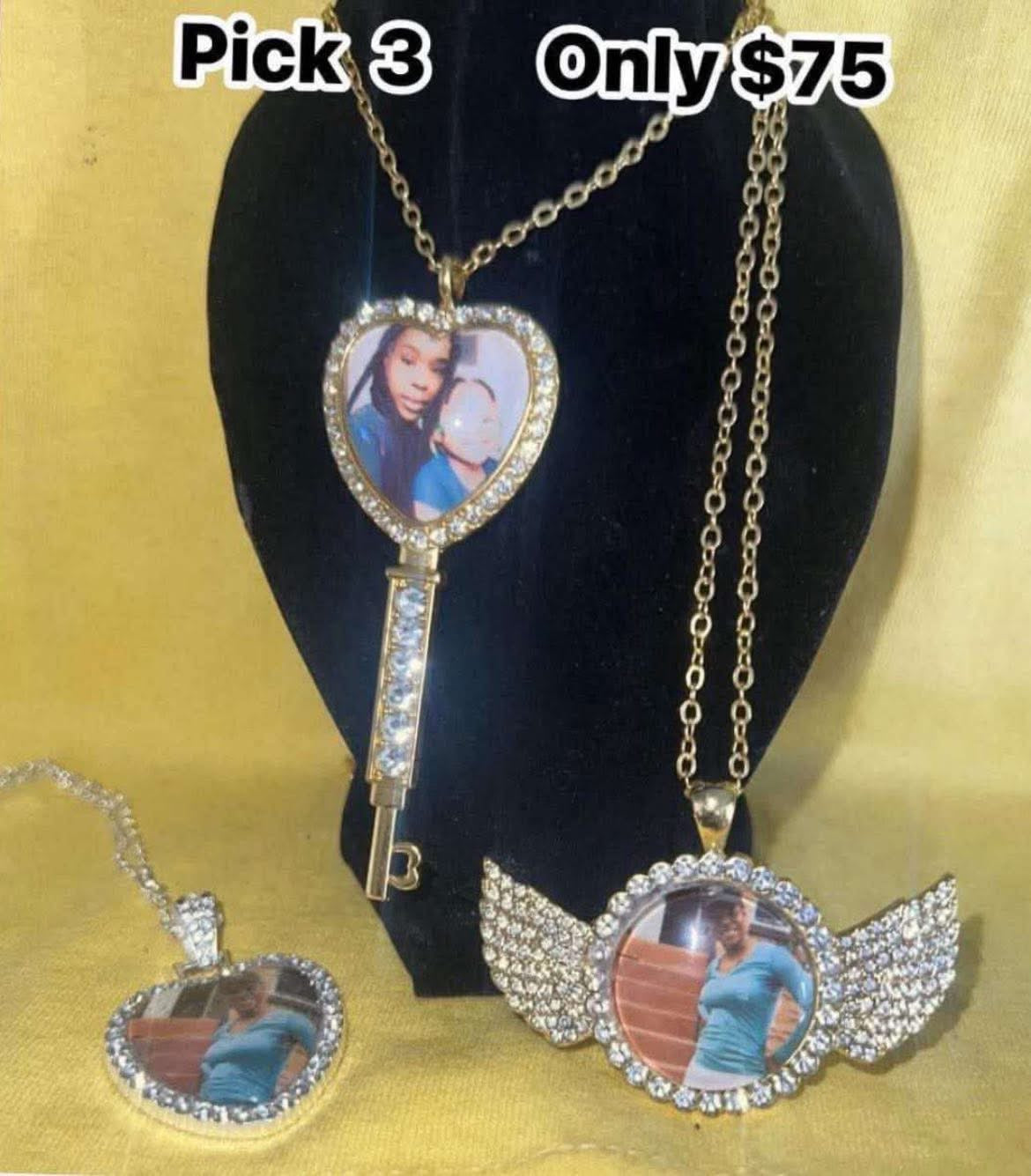 Triple Photo Necklace Bundle