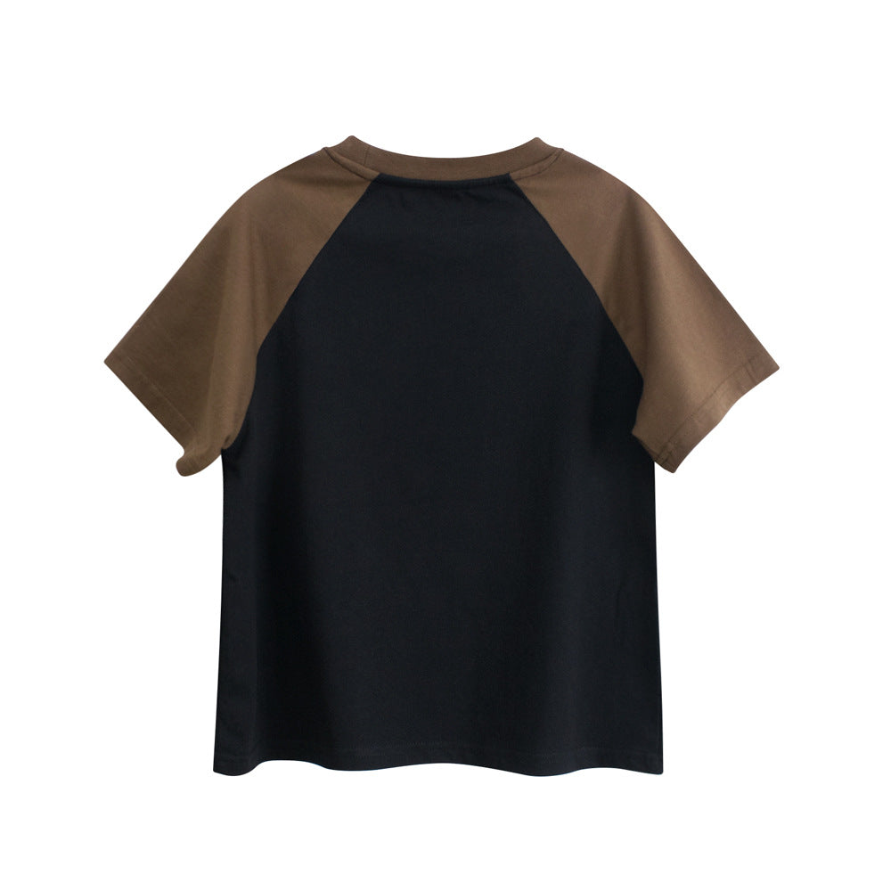 Boys’ Letters Pattern T-shirt in European and American Style