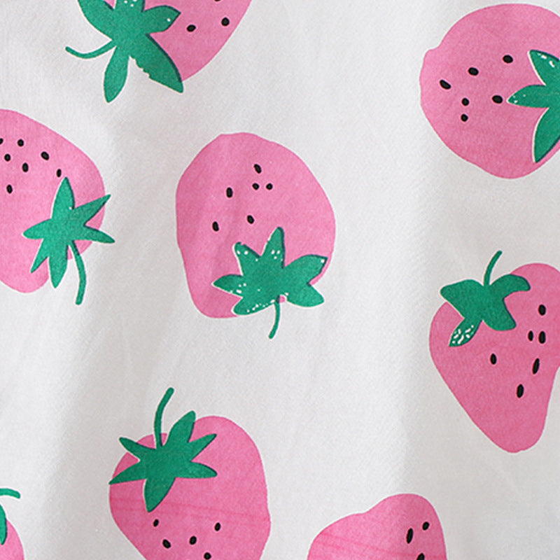 Summer Baby Kids Strawberry Fruits Pattern T-shirt and Shorts Clothing Set for Girls