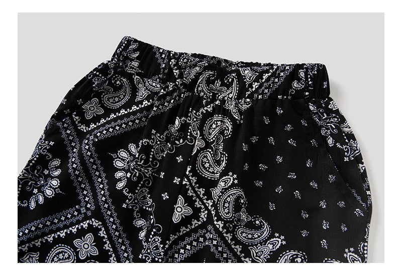 Girl Solid Color Backless Design Tops Combo Floral Pants Sets