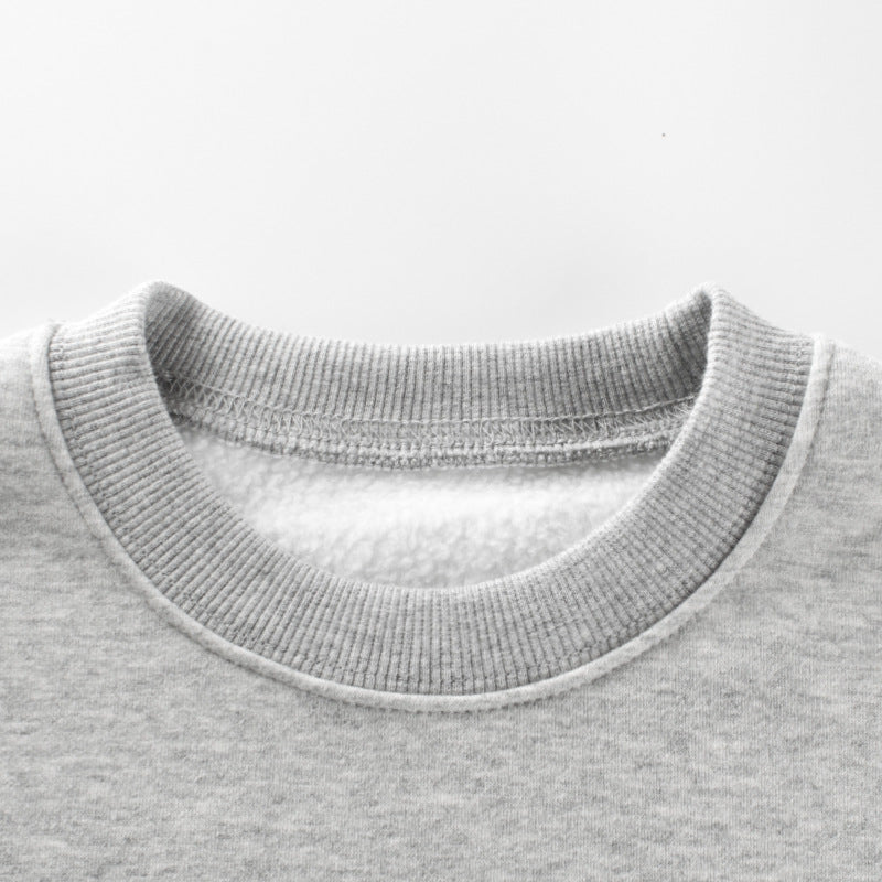 Baby Boy Cartoon & Slogan Pattern Plush Thickened Hoodies